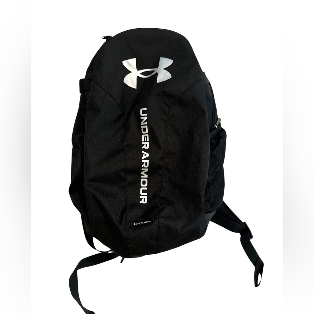 Under Armour Hustle Lite Black Backpack with White Logo